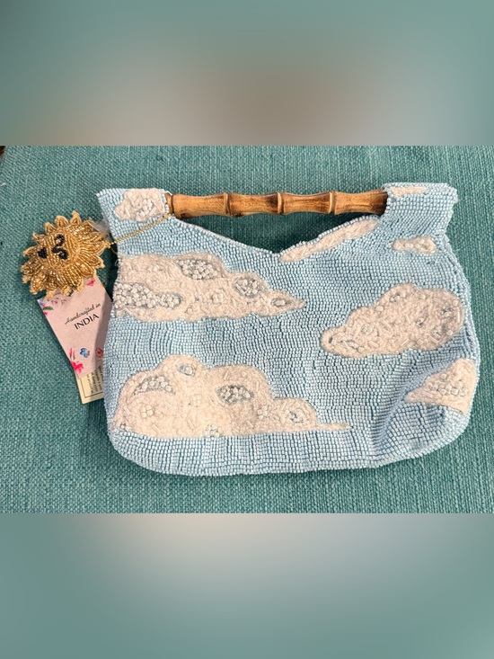 Unbranded Handbags - NWT VIRAL BEADED CLOUD CLUTCH HANDBAG, BABY BLUE